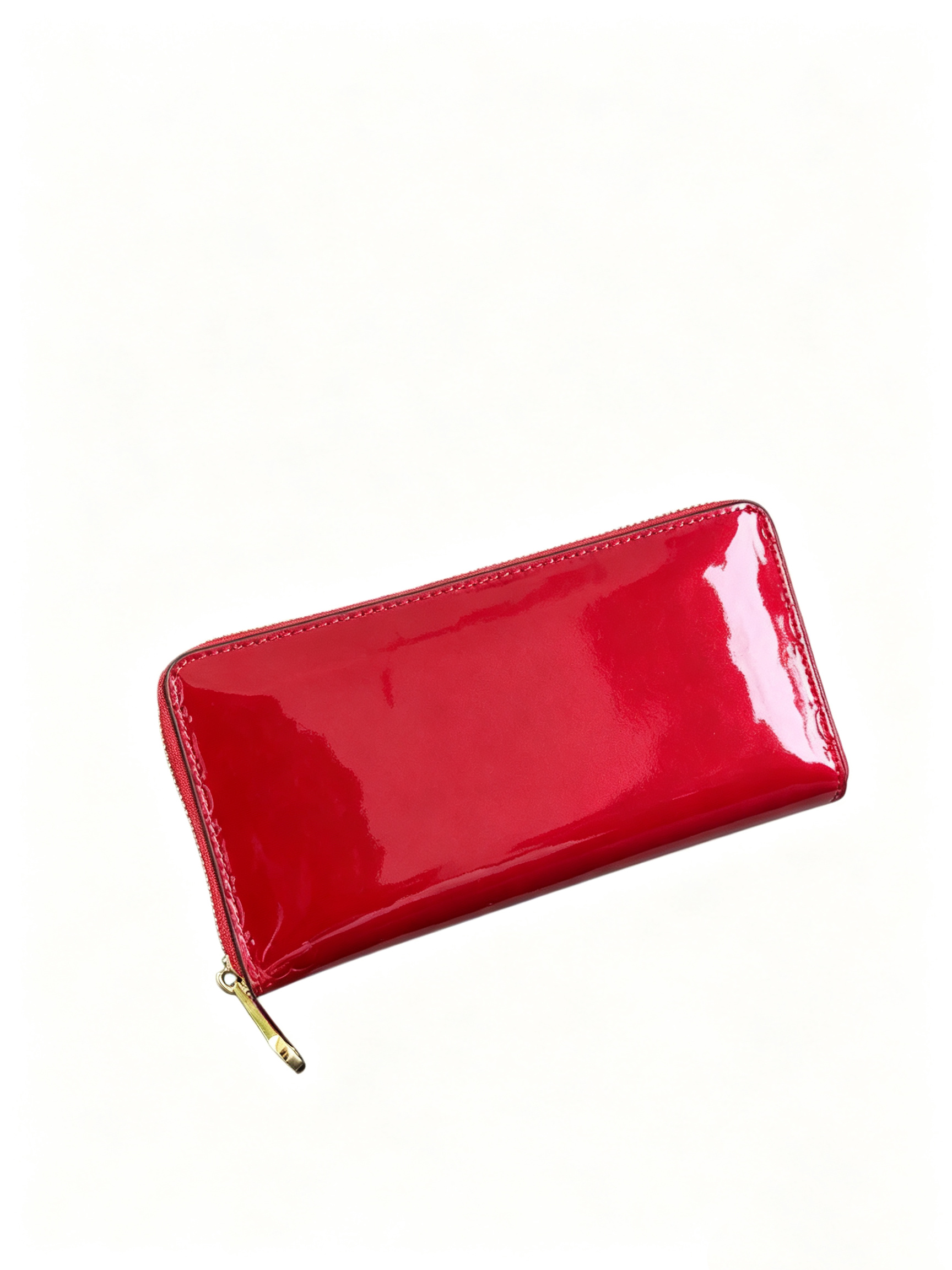 Fashionable new bright red patent leather long zipper wallet women's printed quilted clutch card holder coin purse