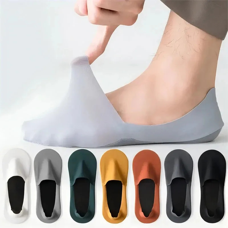 5 PairsLot Mens Boat Socks 100 Cotton Deodorant Sweat Absorption Summer Sock Thin Breathable Silicone Nonslip Silk 260713BANJIA