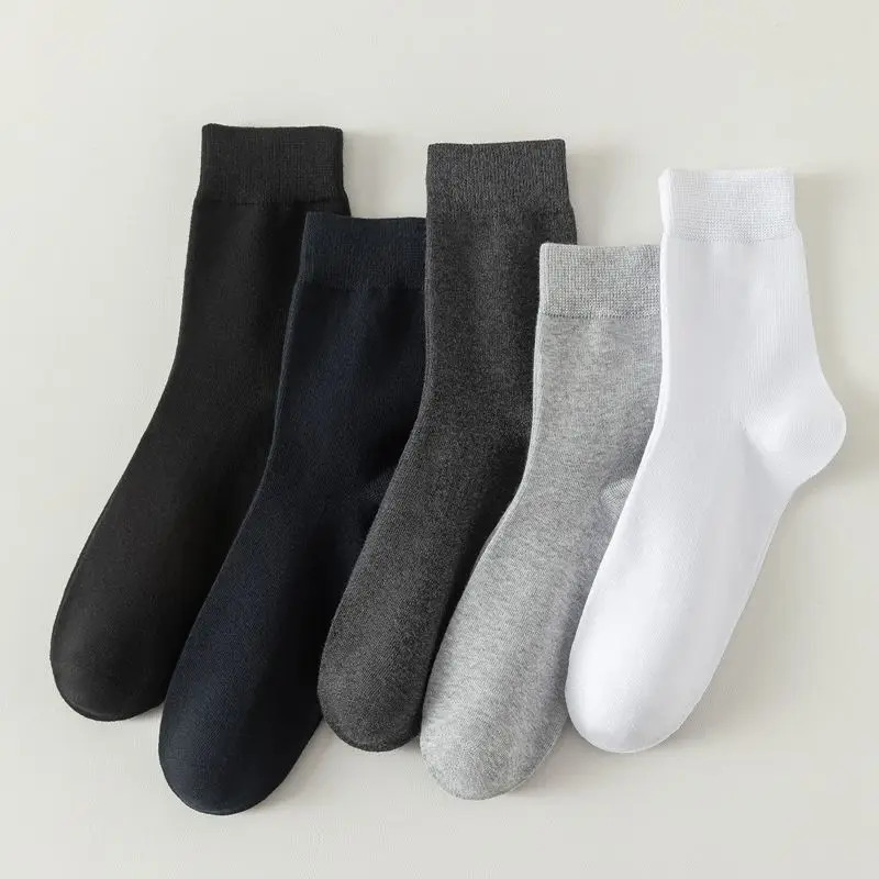 Mens plus Size Cotton Socks 3847 Soft Breathable Black Business Footwear for Autumn Winter 260713BANJIA
