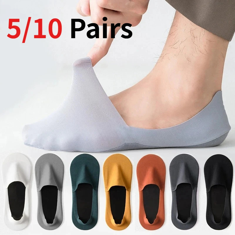105 Pairs Mens Cotton Boat Socks Deodorant SweatAbsorbent Thin Breathable NonSlip Summer Ankle 260713BANJIA