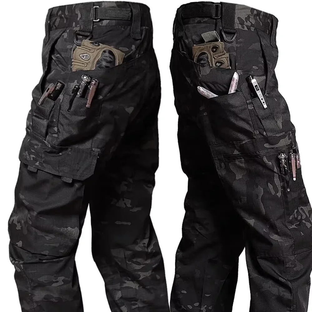 Mens Tactical Pants Outdoor Work Casual Cargo Trousers Waterproof Multipocket WearResistant Training 260717banjia
