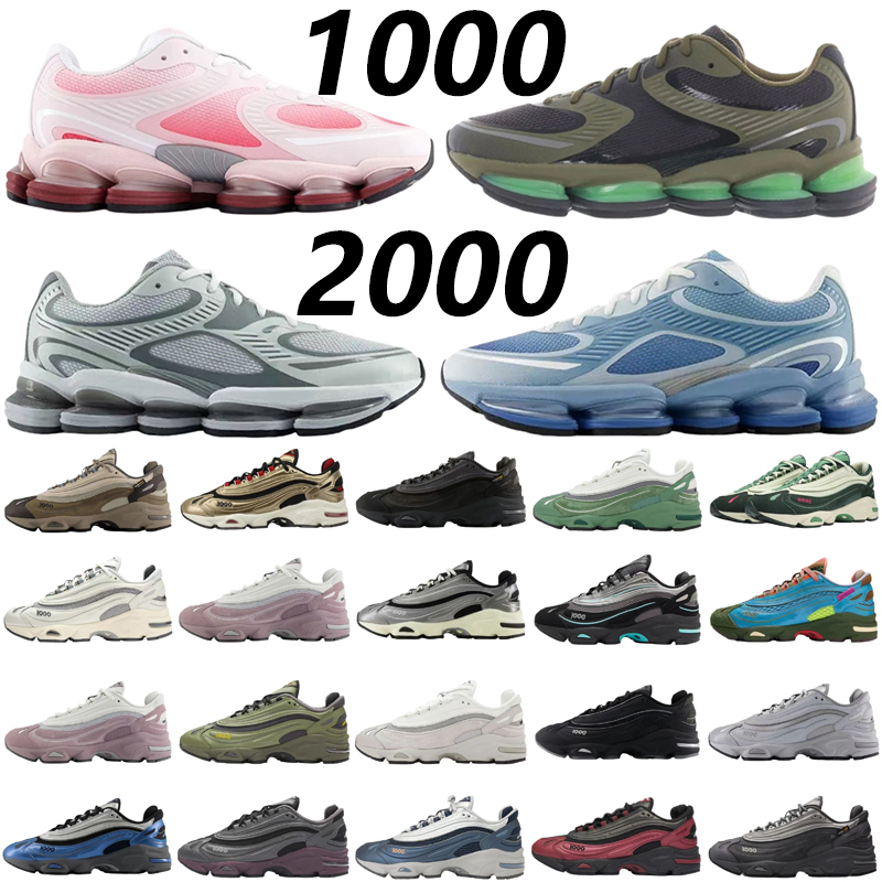 1000 2000 Designe Running Mens Womens Luxury Training Sports Shoes Sneakers Navy Blue Pink White Green Brown Mesh Surface Ventilation Szie 36-45