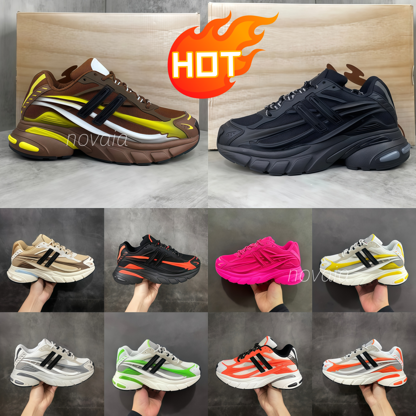 Designer Jellyfish Sneakers Pharrell X Virginia Williams Focus Sneakers Men Women Olive Orane Core Solid Grey Black Real Green Blue Yellow Pink Spor