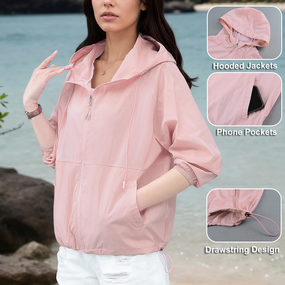 Womens Sun Protection Jacket Lightweight Long Sleeve UV Shirt Summer SPF Hoodie for Outdoor Fishing Hiking 260717BJ