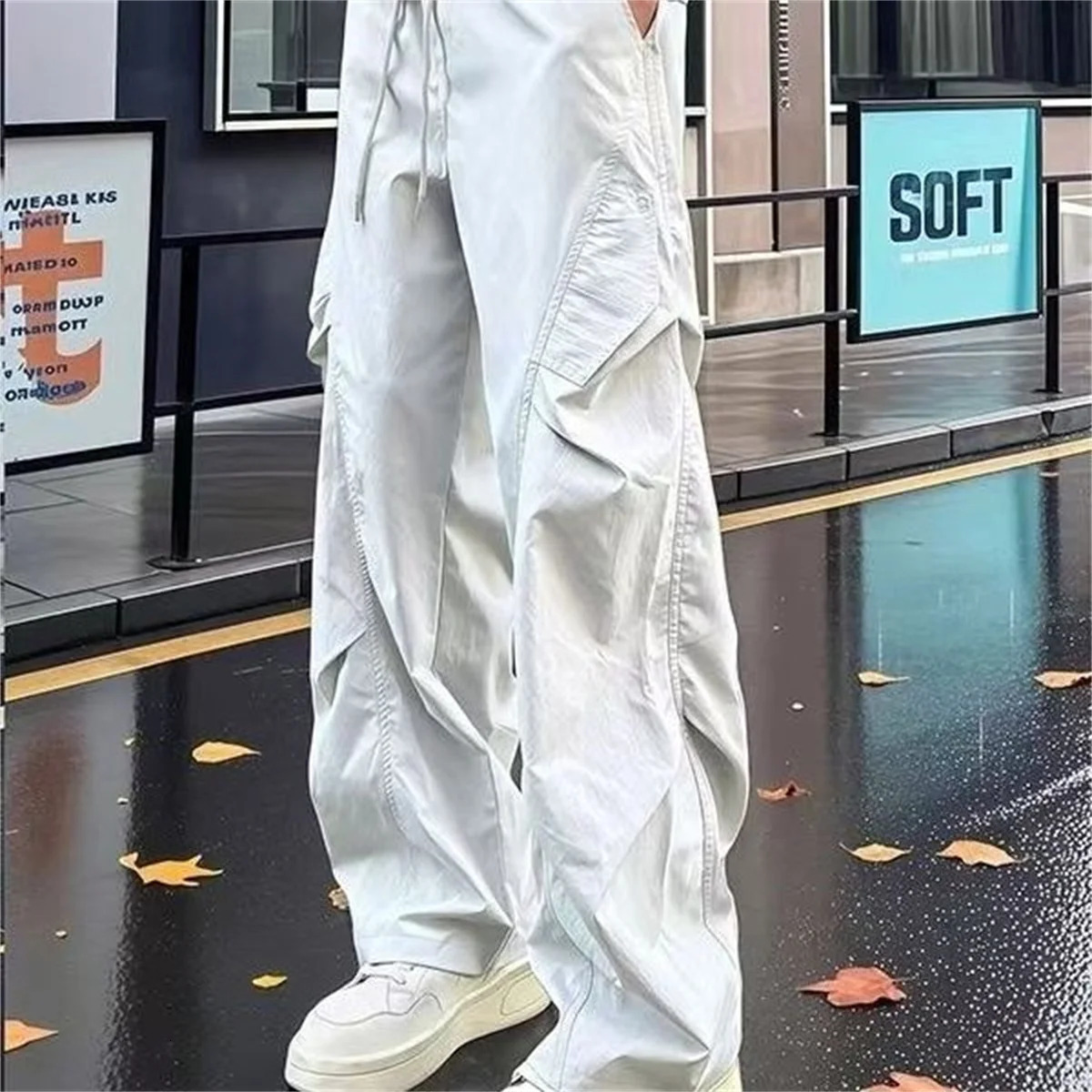 2025 Thin Ice Silk Quick Drying Pleated Work Pants Summer Solid Color Mens Fashion Loose And Versatile Casual 260717banjia