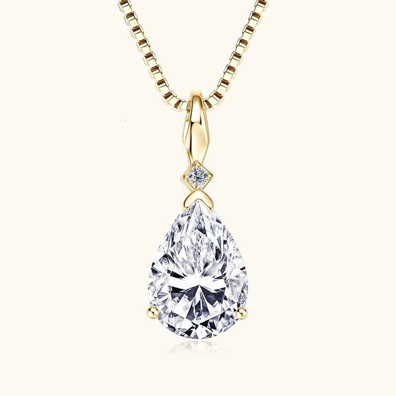 Siliconite 1ct 2ct pear cut gold 925 silver VVS siliconite pendant necklace with GRA certificate for women