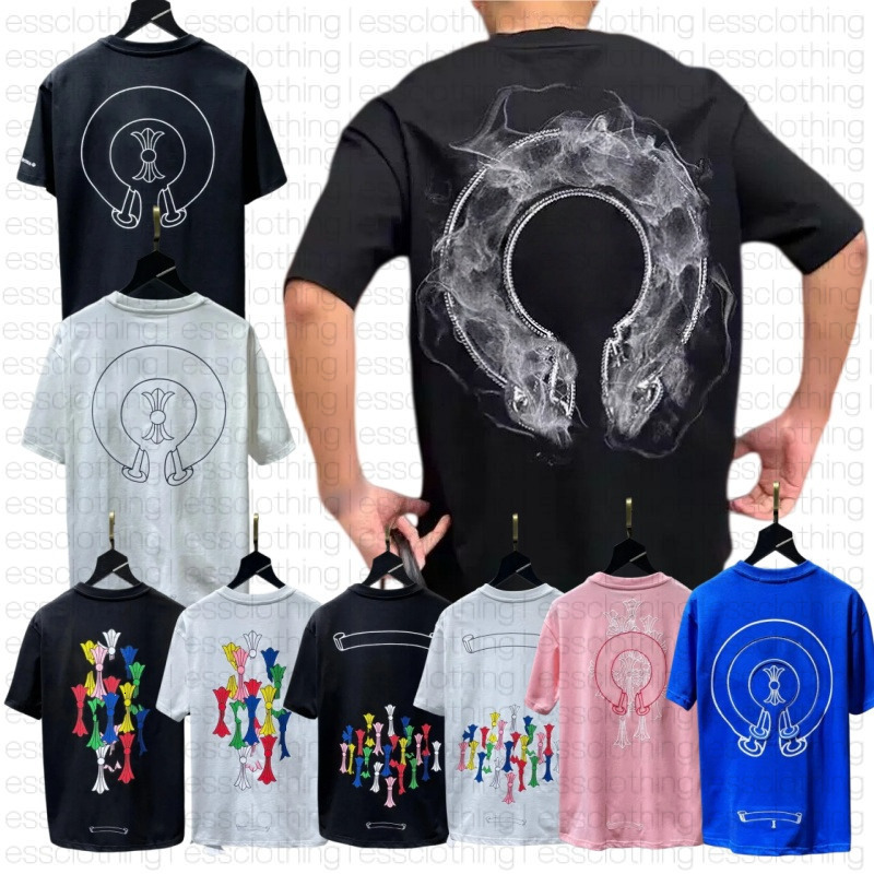 Chromed Shirts Heartlys New Style Short Sleeve with Correct Letter Pattern - Designer Design - Men's Shirt - High-Quality Version 51z 31b