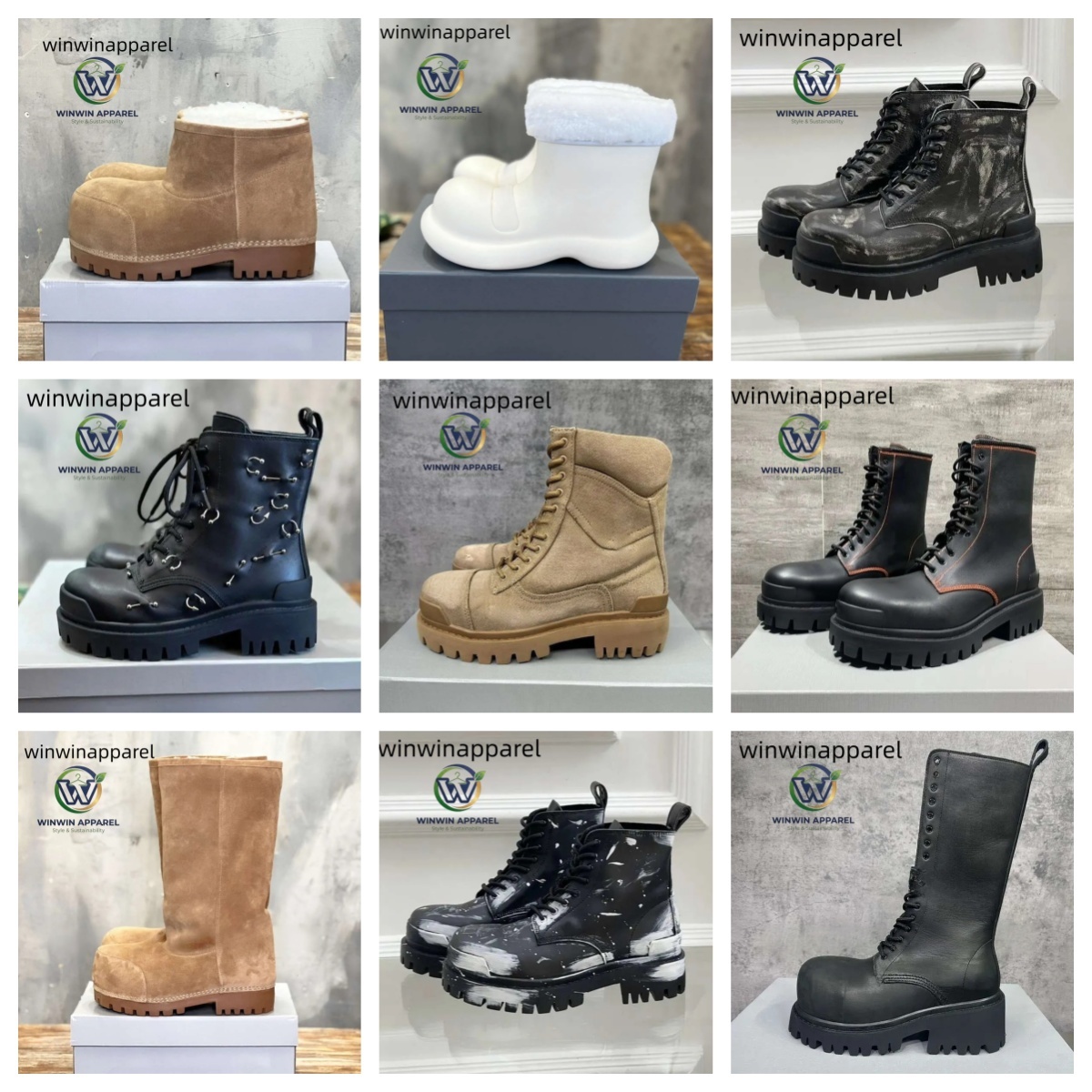 10A Designer Alaska Fur Boots Combat Strike Tractor Stomper High Bootie Winter Snow Rain Fall Fluffy Furry Calfskin Low Thick Rubber Sole Women Men