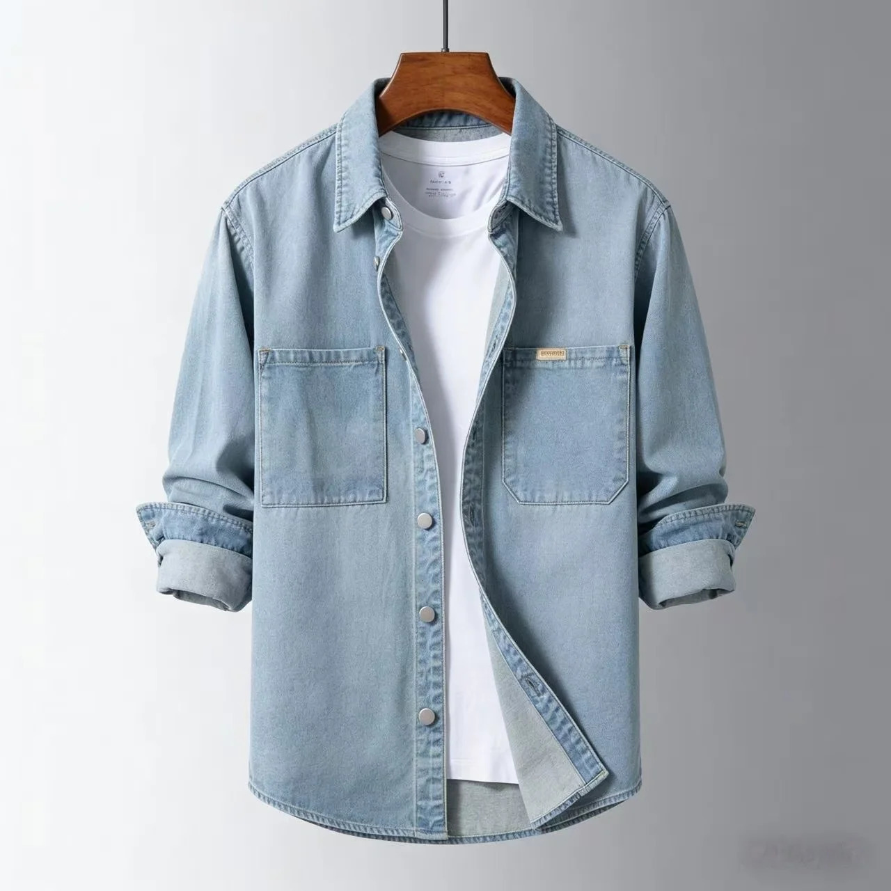 Mens Spring American Retro Denim Non Stretch Shirt Versatile Casual Workwear Jacket Classic Style Autumn Outerwear 260713BANJIA