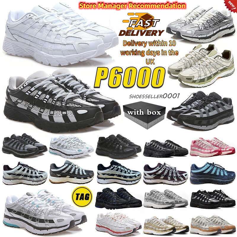 2026 Designer P 6000 P6000 Triple Black White Metallic Silver Flat Pewter Laser Blue Casual Mens Shoes Sneakers with box