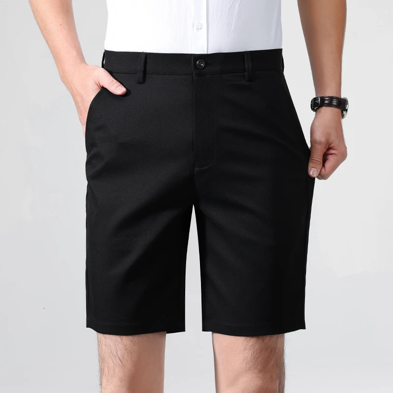 Mens HighEnd Business Suit Shorts Straight Elastic Thin Men Summer Casual Office Social Knee Length Dress Pants 260717banjia