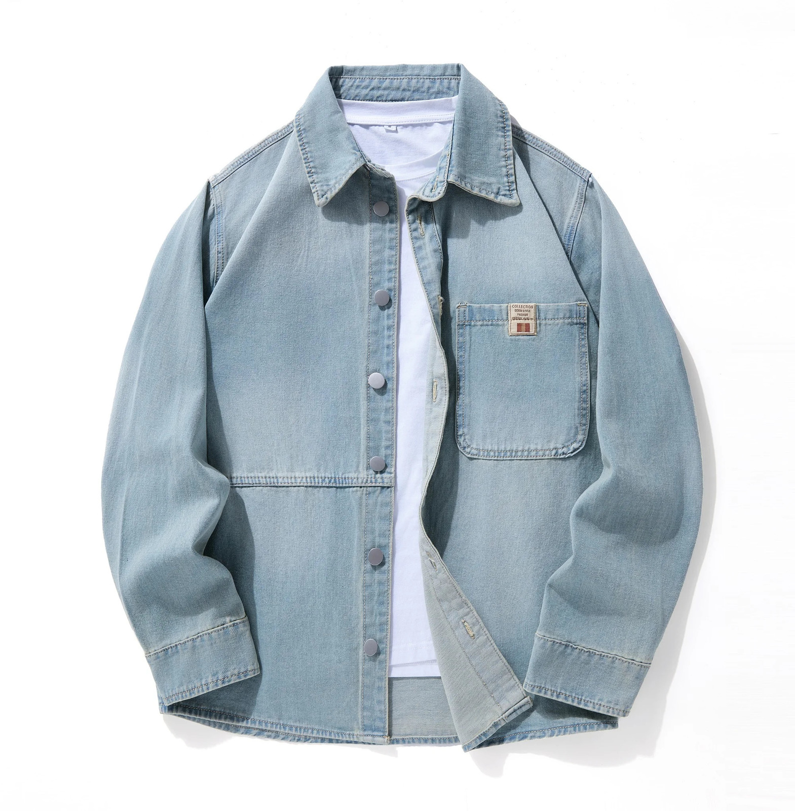 Mens Casual Denim Shirt Jacket Classic Button Up Workwear Style Jean Coat for Spring Fall 260713BANJIA