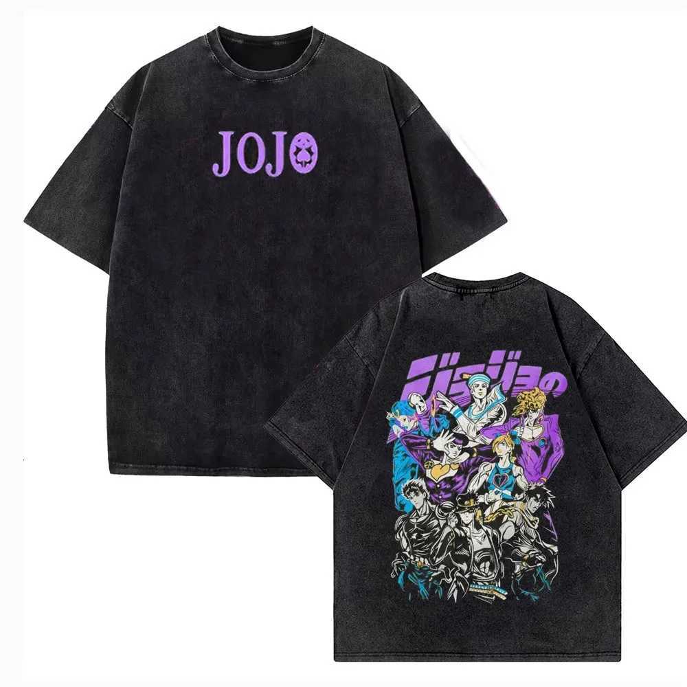 T-shirts Anime JoJo Bizarre Adventure Gyro Zeppeli Manga Graphic Print T-shirt Men Women Vintage Washed Cotton Casual T Shirt J260711