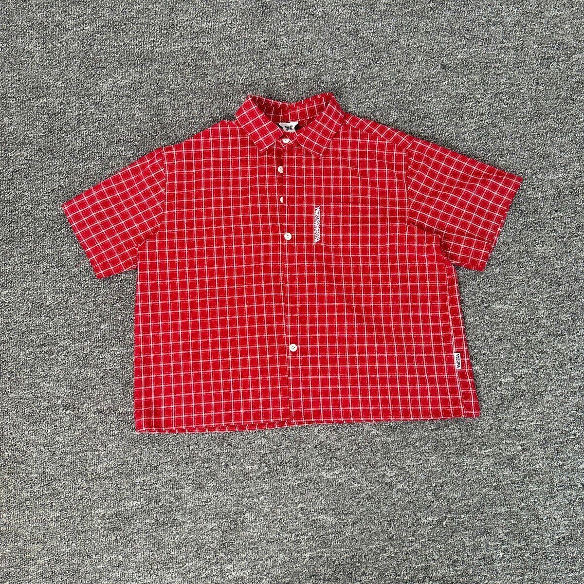 Cross Border Foreign Trade Summer American Style Trendy Mertra Letter Print Plaid Unisex Loose Casual Short Sleeve Shirt