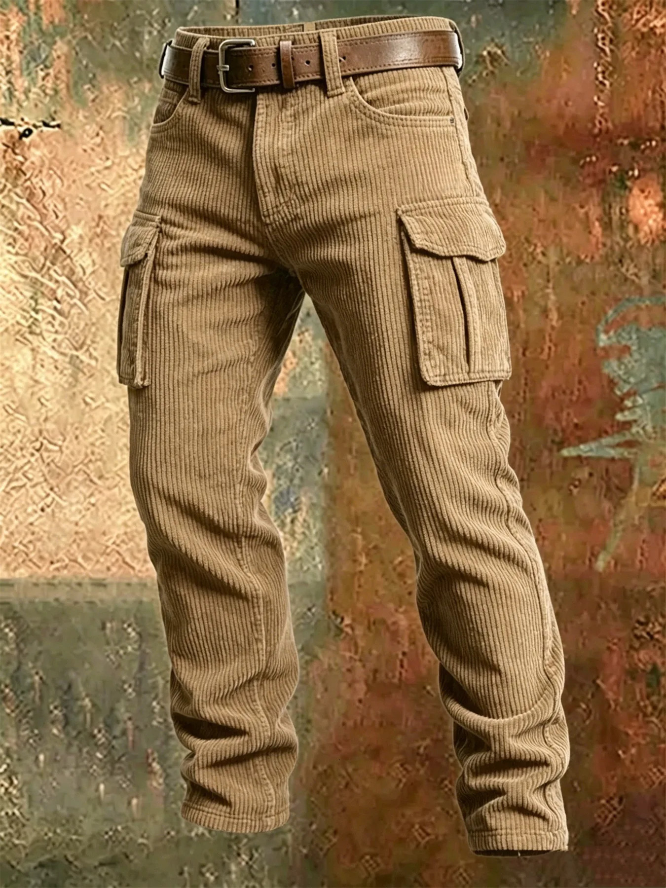 2025 Spring Summer Stylish Straight Cargo Pants Men Casual Texture Corduroy Trousers For Daily Leisure Loose Pant Streetwear 260717banjia