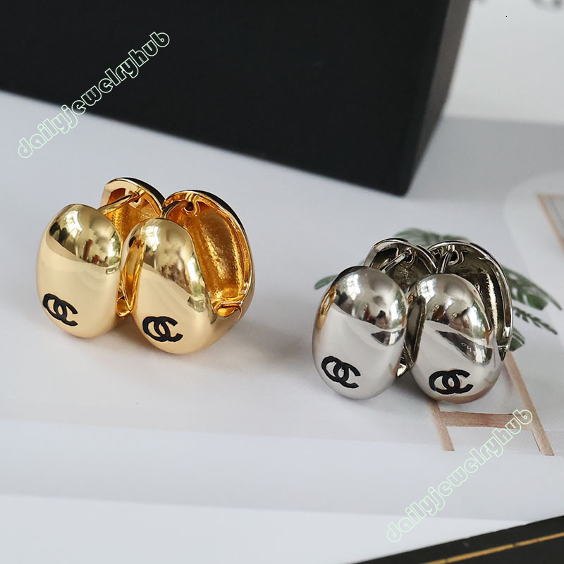 CC Jewelry Channel Earrings New small oval earrings are simple and versatile, suitable for different styles, everyday wear, women's S sier stud