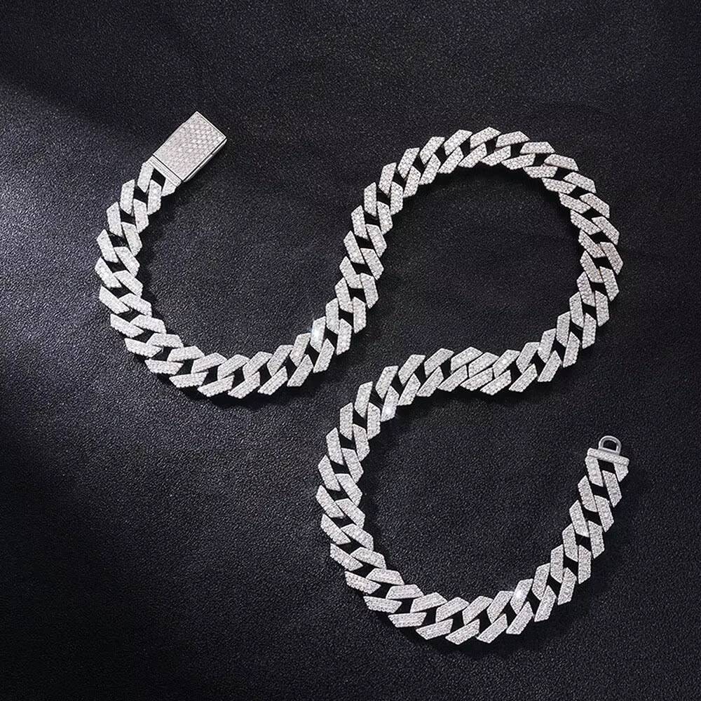 VVS1 Brilliant Cut Moissanite 925 Silver Rose Gold Plated Luxury Iced Cuban Chain Necklace TISHYA DIAMOND Unisex Fashion Jewelry