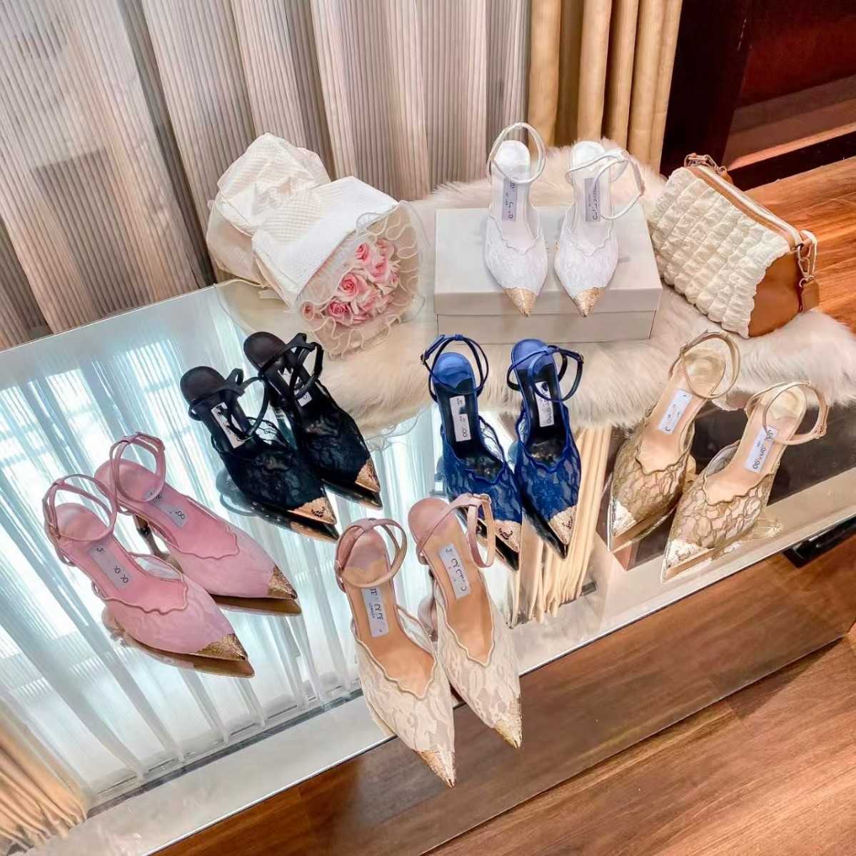 2026 Spring/Summer New Lace White Closed-Toe Versatile Sandals for Women Sexy Pointed Toe Thin Heel Embroidered Mesh High Heels Q260718