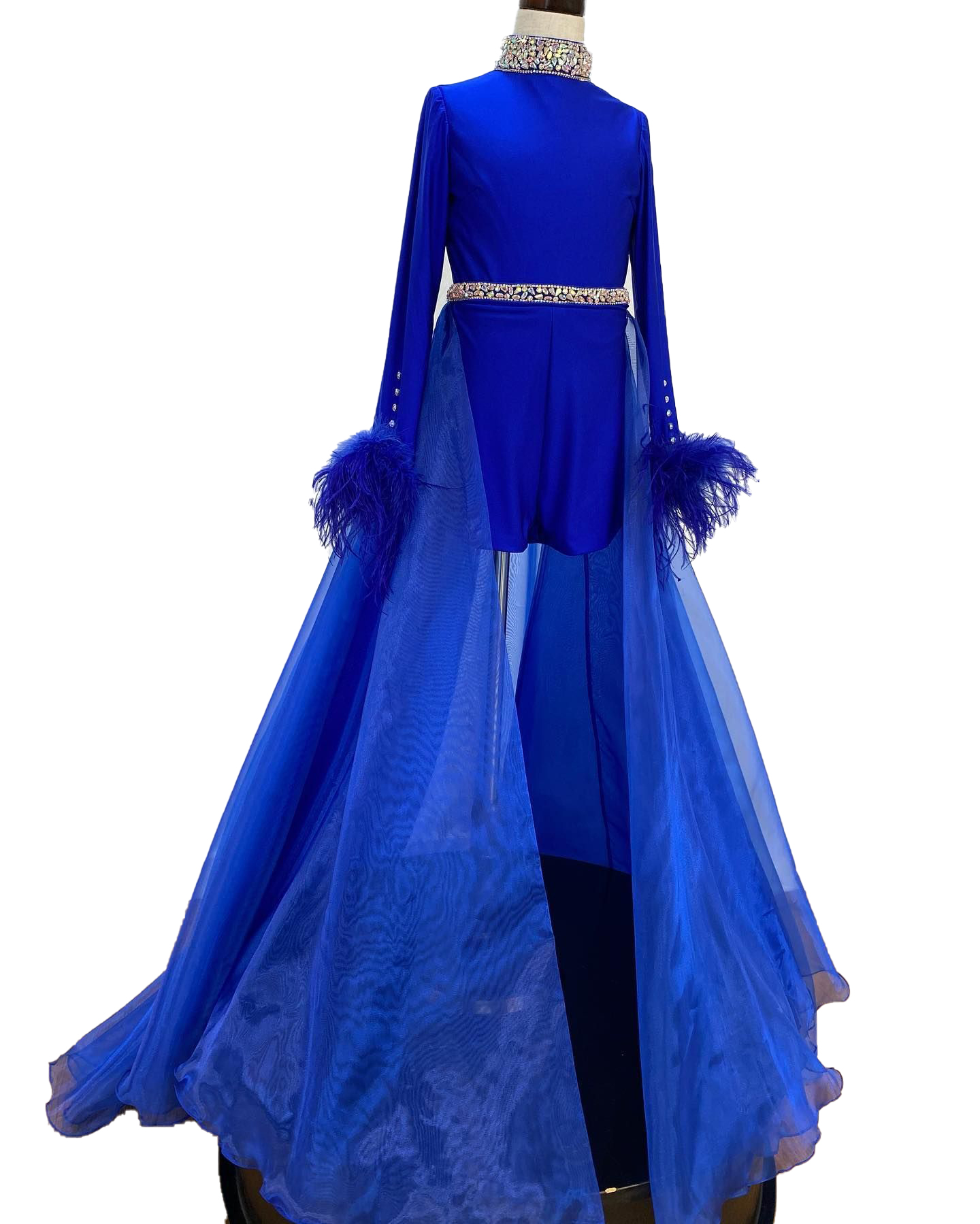 Robe de concours de beauté à manches longues pour filles 2027, barboteuse courte avec bordure en plumes et jupe surjupe, robes d'événement formel