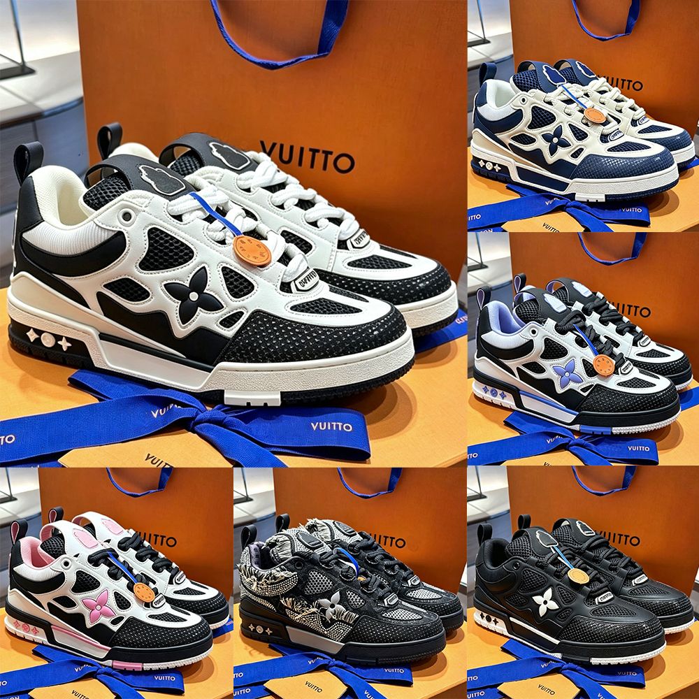 Designer shoes low trainers Vintage Casual Sneaker Cowhide Upper Breathable Insole Non Slip Rubber Outsole Fashion Low Top Sports Shoe For Men Women