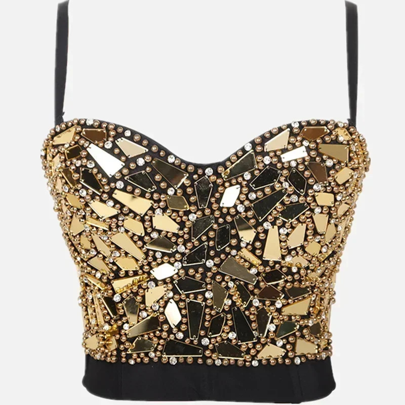 Summer High End Tops Women Corset y Bling Diamond Sequined y2k Tank Woman Clothes Quality Push Up Bustier Ladies Crop Top 260717BJ