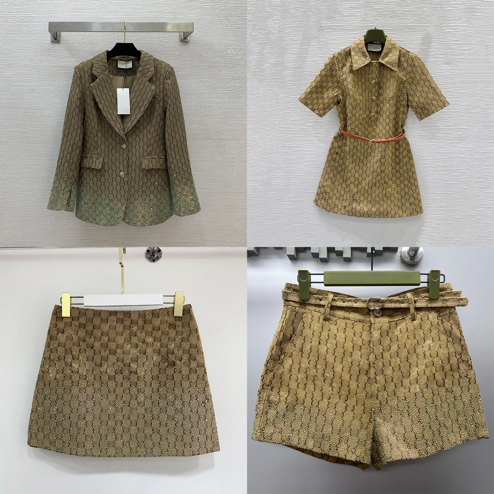 Designer Womens Two Piece Skirt Dress Full Letter Luxury T Shirt Skirt Set Elegant Girlish Style Casual Slim Jacket Pants or Shorts Set Women GG