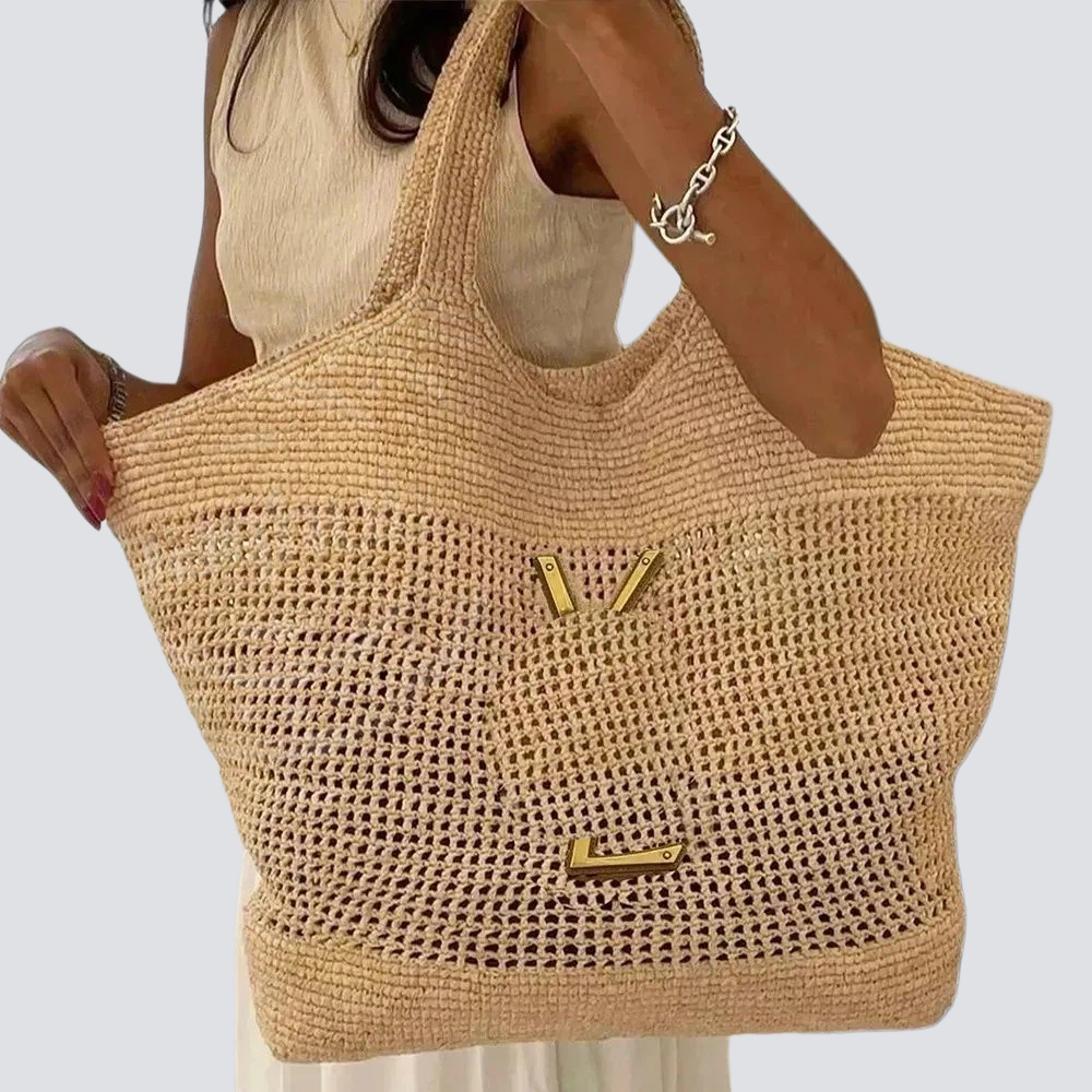 Versatile Designer Bag Beach Bag Casual Luxury Bag Summer Straw Totes Large Capacity Shoulder Bag Women Vacation Shopping Bag Letter Straw Basket Sa