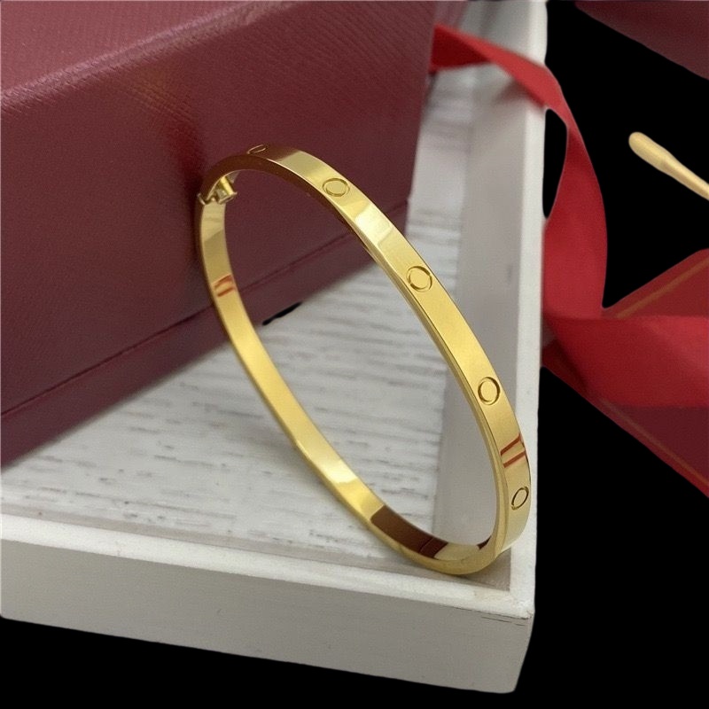 Bracelet Designer Jewelry Classic Gold Bangle 18K Gold Plated Titanium Women Men Steel Diamond Bracelets Silver luxury Jewelry 15 to 22 size gd213