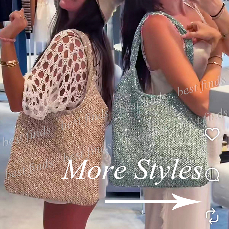 (Premium/Good Quality) Topseller Fashion Sequin Knit Handbag Women's Tote Bag Shoulder Bag With Mini Leather Purse