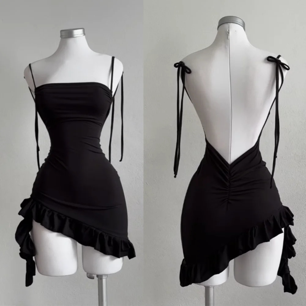 2026 Sexy Sleelveless Backless Mini Dres Summer Europe America Lace Up Bodycon Dresses High Street Party Club Black 260717banjia