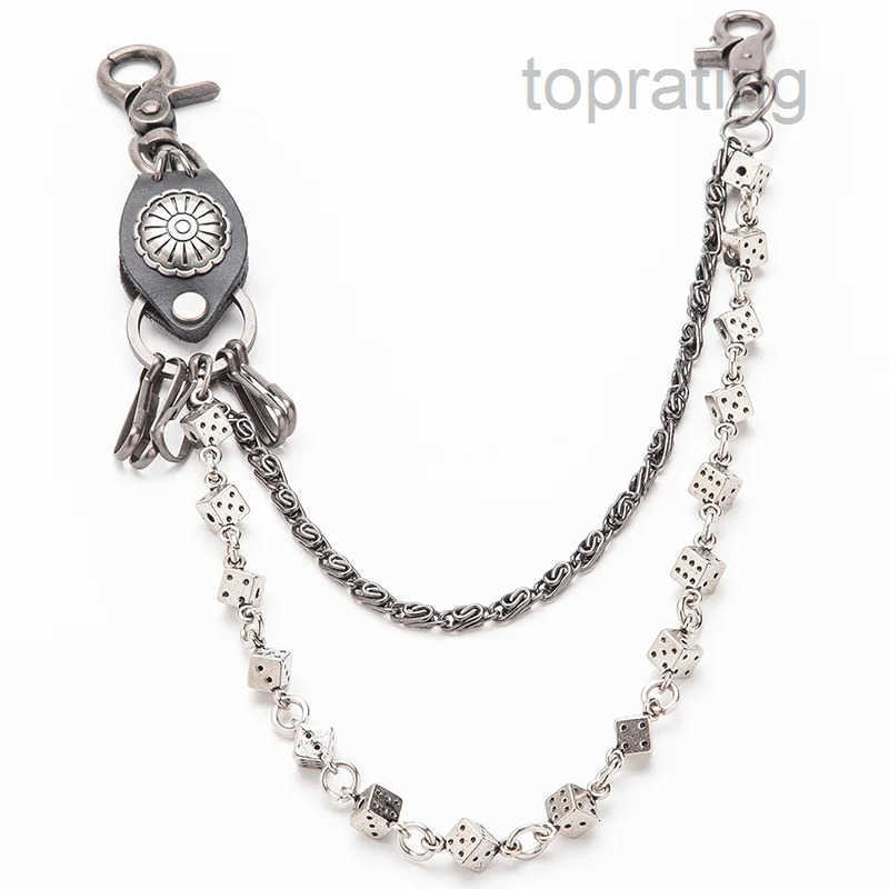 Motorcycle KeyChain Jean Biker Wallet Belts Chain Skull Charm Leather Gothic Rock Pants Trousers Waist Key Mens DR34 240402