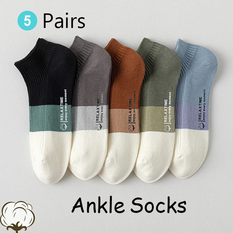 5 Pairs Men Cotton Ankle Socks Low Cut Breathable Comfortable Soft Thin Casual Sports Fashions NonSlip Women Boat Short 260713BANJIA