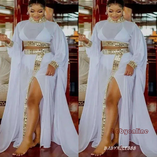 Plus Size Arabic Aso Ebi Summer Beach Mermaid Prom Dresses Sequined Chiffon Evening Formal Party Second Reception Birthday Engagement Bridesmaid Gow