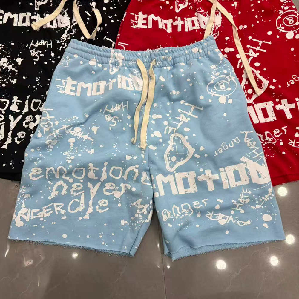 2026 Designer Men's Shorts with Letter Pattern Printed High Street Retro Hip Hop Hell Shorts New Summer Men's and Women's Loose Ca