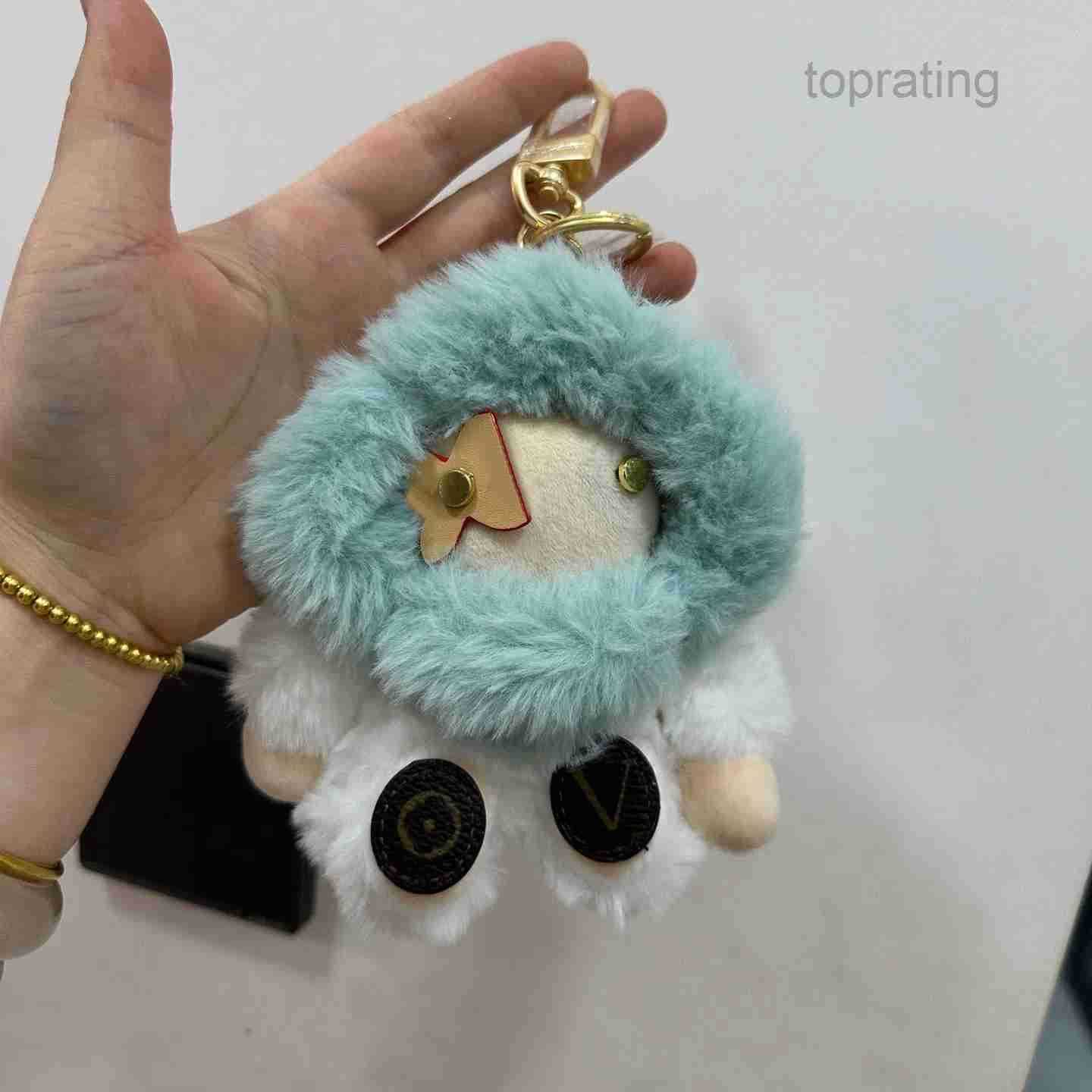 Plush Doll Cute Designer Keychain Wallet Bag Charm Keyring Hang Leather Designers Women Men Coin Purse Alloy Pendant Key Ring