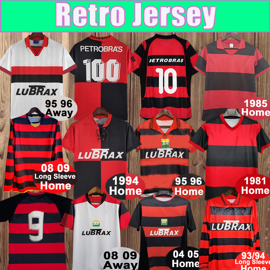 95 96 Flamengo Mens RETRO Soccer Jerseys 1985 1994 Home Red Black Away White 3rd Black Vintage Football Shirt Short Sleeve Adult Uniforms