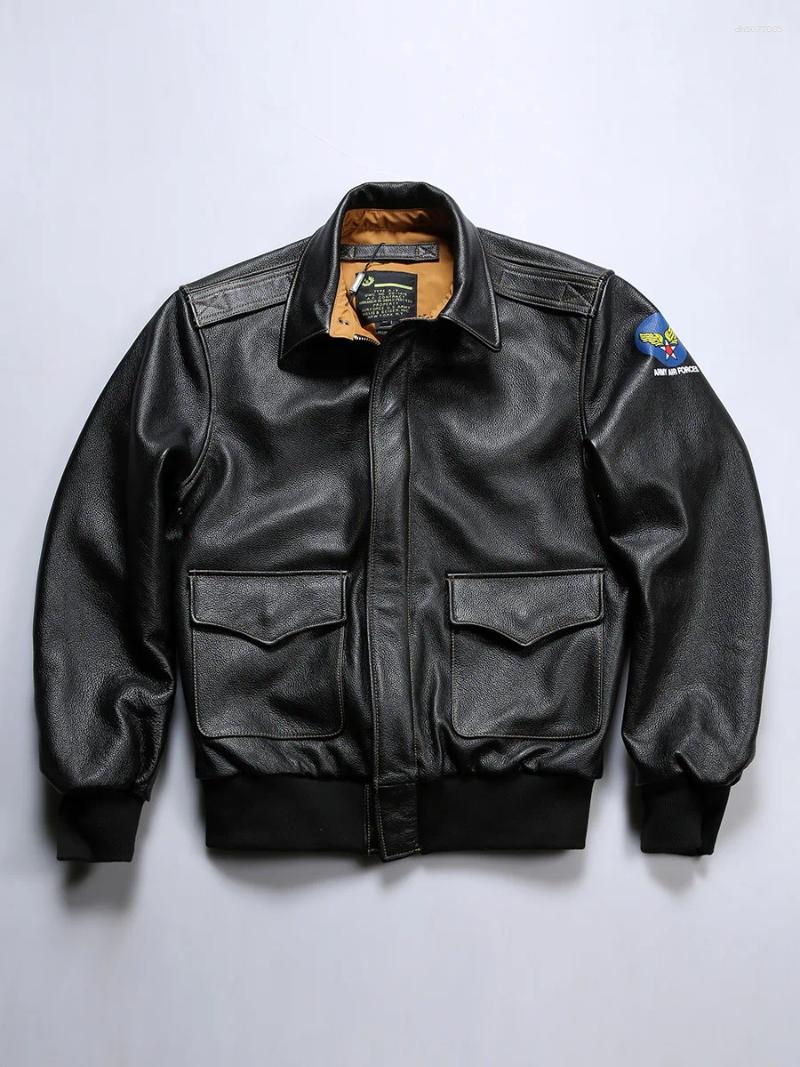 Men's Leather American A2 Top Layer Cowhide Flight Suit Jacket For Men Limited Direct Supply Lapel Genuine