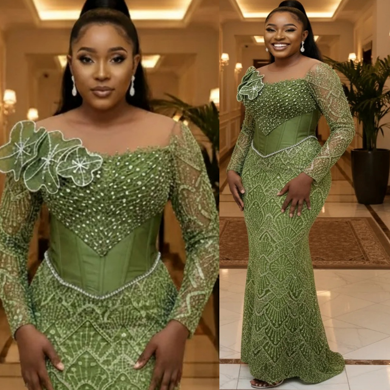 Plus Size Lime Green Mermaid Prom Dress Evening Dresses Robe