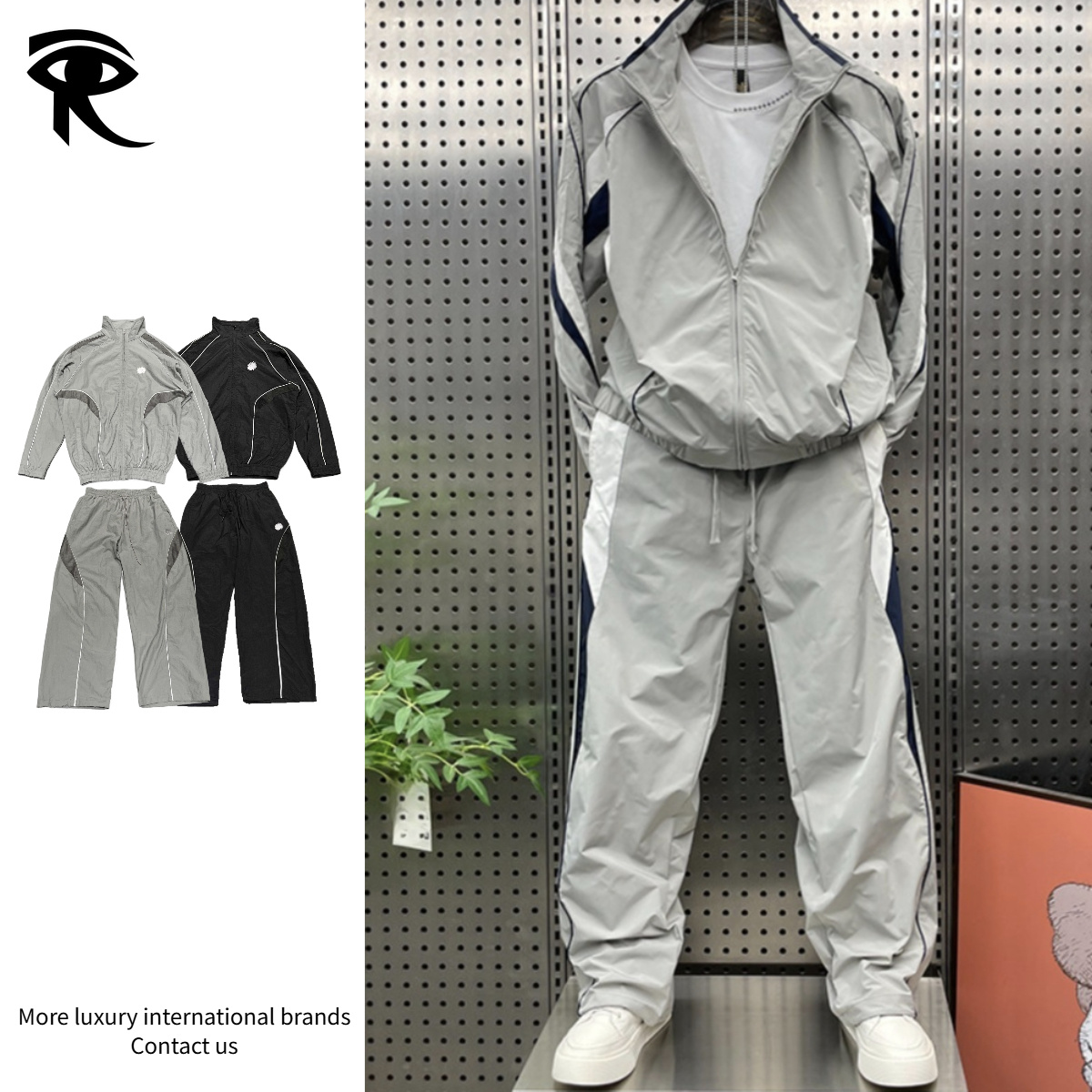 Hommes Femmes Techwear Survêtement Ensemble Streetwear Veste Coupe-Vent Décontractée et Pantalon de Sport Tenue Urban Future Style Fonctionnel De