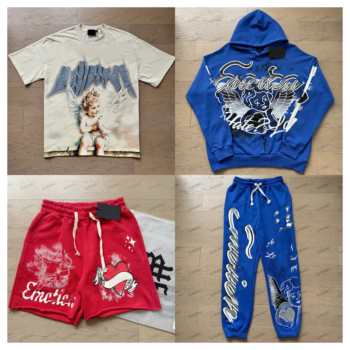 Designers Fashion shirt Mixed emotions men rhinestone designer t y2k graphic tee summer loose fit campuscasual shirts hip hop tees MIXED EMOTION s-x