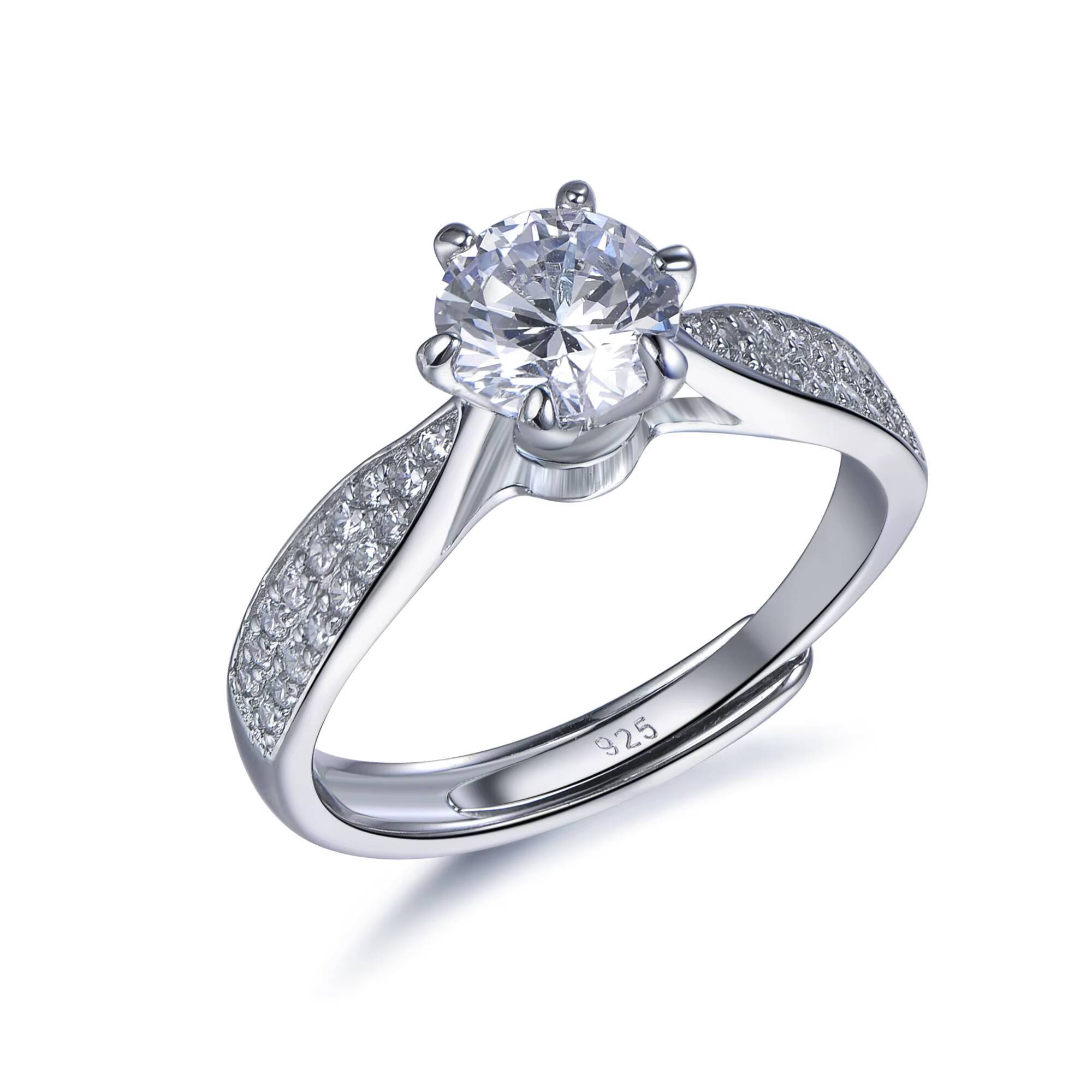 Kirin GH VVS 1CT Diamond Fine Jewelry Adjustable Rings Moissanite 925 Silver Engagement Ring for Wedding