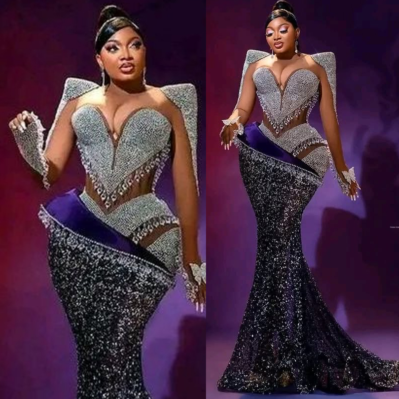 Plus Size Purple Mermaid Prom Dress Evening Desses Robe De M