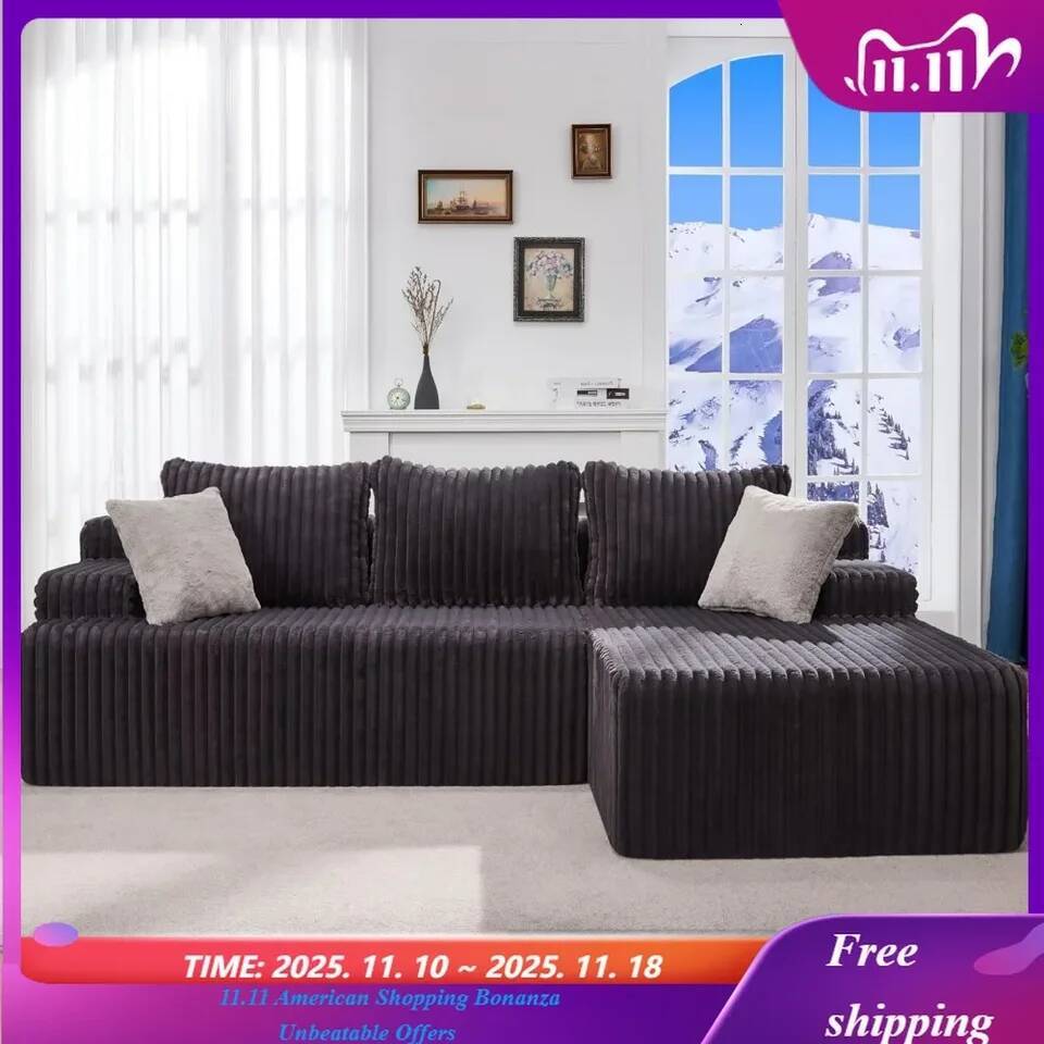 Luxury Designer Cloud Modular Sectional Sofa Couch L Shape Memory Foam Oversize Chaise Living Room Furniture Set Customized Free Shipping