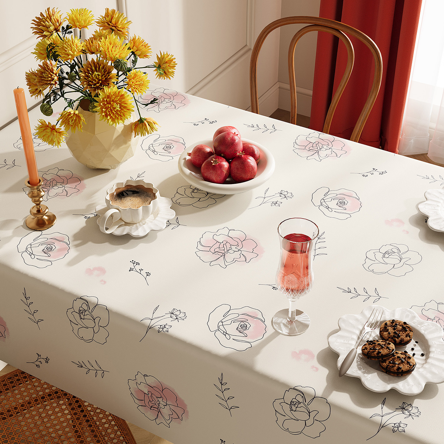 YL-38960 Nappe de style pastoral personnalisée rectangulaire, sans entretien, imperméable, résistante à l'huile et à la chaleur, adaptée aux tabl