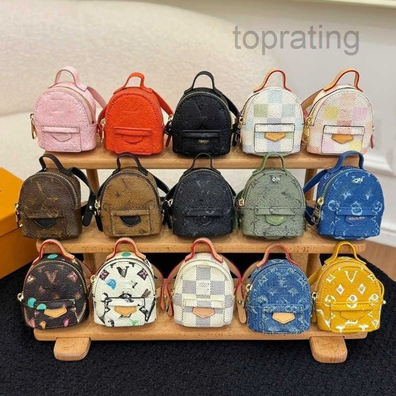 Luxury Mini Backpack Keychain for Women Men Monogram Bag Charm Pendant Genuine Leather Car Key Holder with Metal Hardware High Quality Couple Holida
