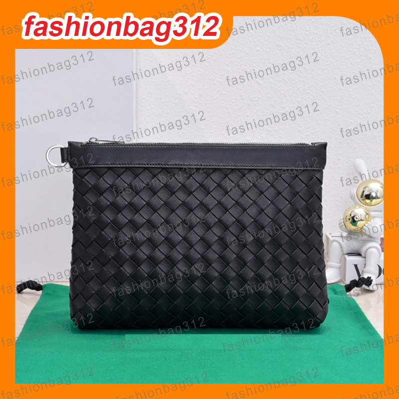 Premium Woven Genuine Leather Clutch Bag Men's Business Commute Large-capacity Handbag Casual Envelope Bag Versatile Handbag Wallet Single-hand