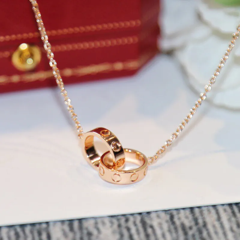 74 necklace luxury designer bicyclo jewelry women diamonds love metal chain thin letter pendant charm Christmas gifts box