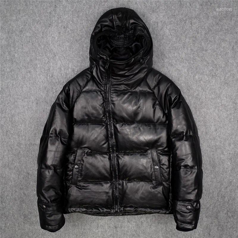 Men's Leather LNY Shop.fashion Winter Warm Cowhide Jackets Genuine Coat Thinker Clothing.quality Brand Duck Down