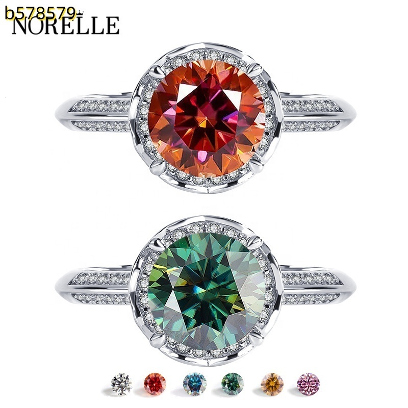 Luxury 925 Sterling Silver Platinum Plated Brilliant Cut VVS 2Ct Moissanite Fine Jewelry Two Tone Flower Wedding Band for Women