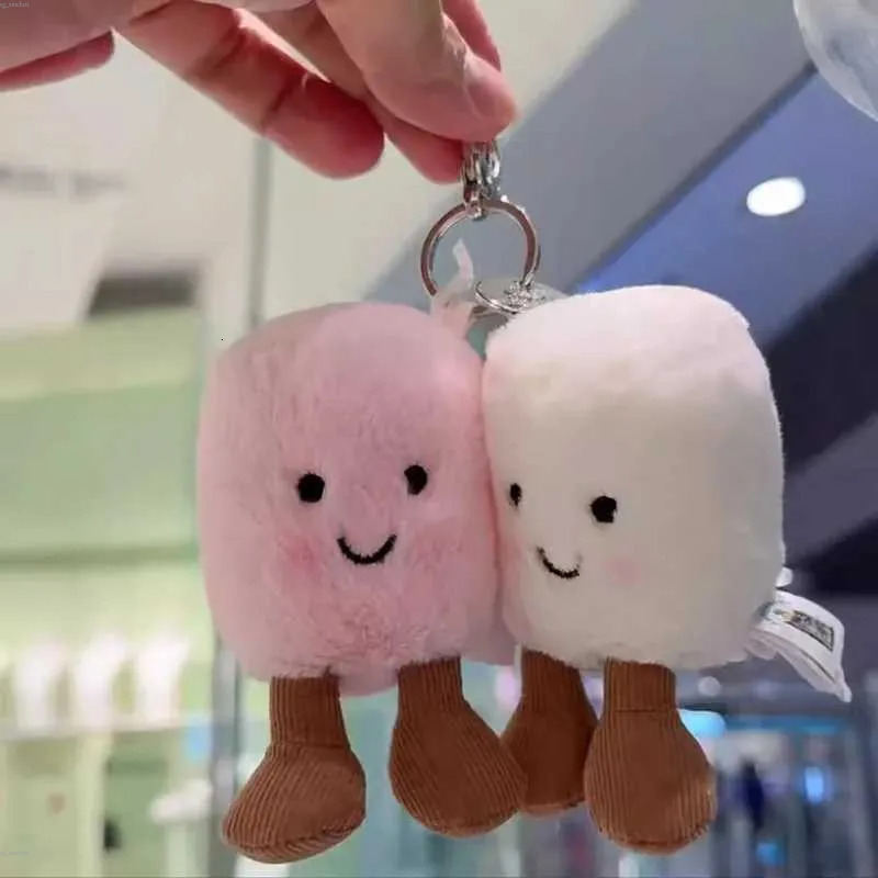 barbe à papa mignon doux deux tons porte-clés sac accessoires en peluche poupée voiture pendentif cadeaux de vacances